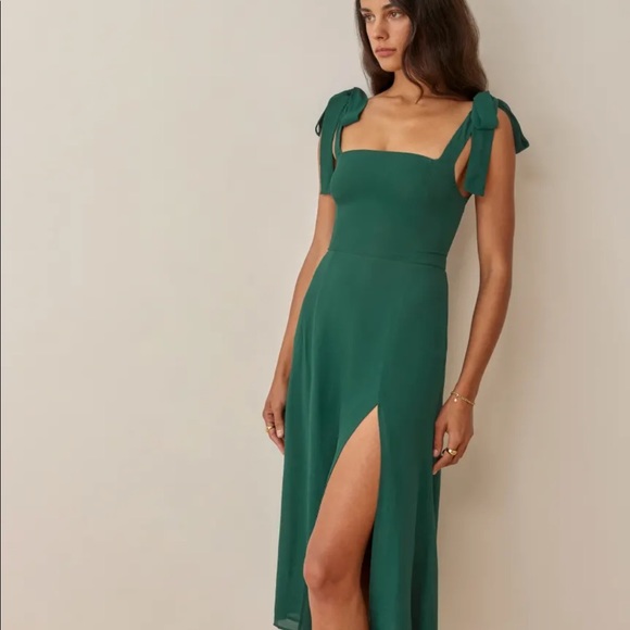 Reformation Twilight Dress Emerald 0 - Picture 3 of 5